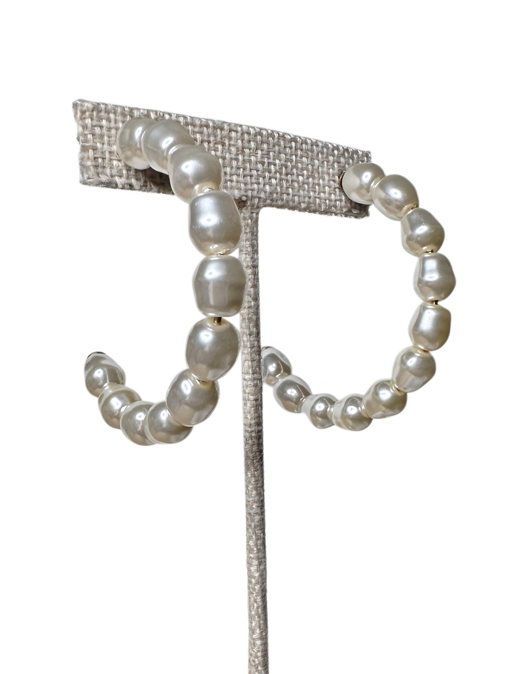 Pearl Bead Hoop Earrings - Ivory Pearlescent